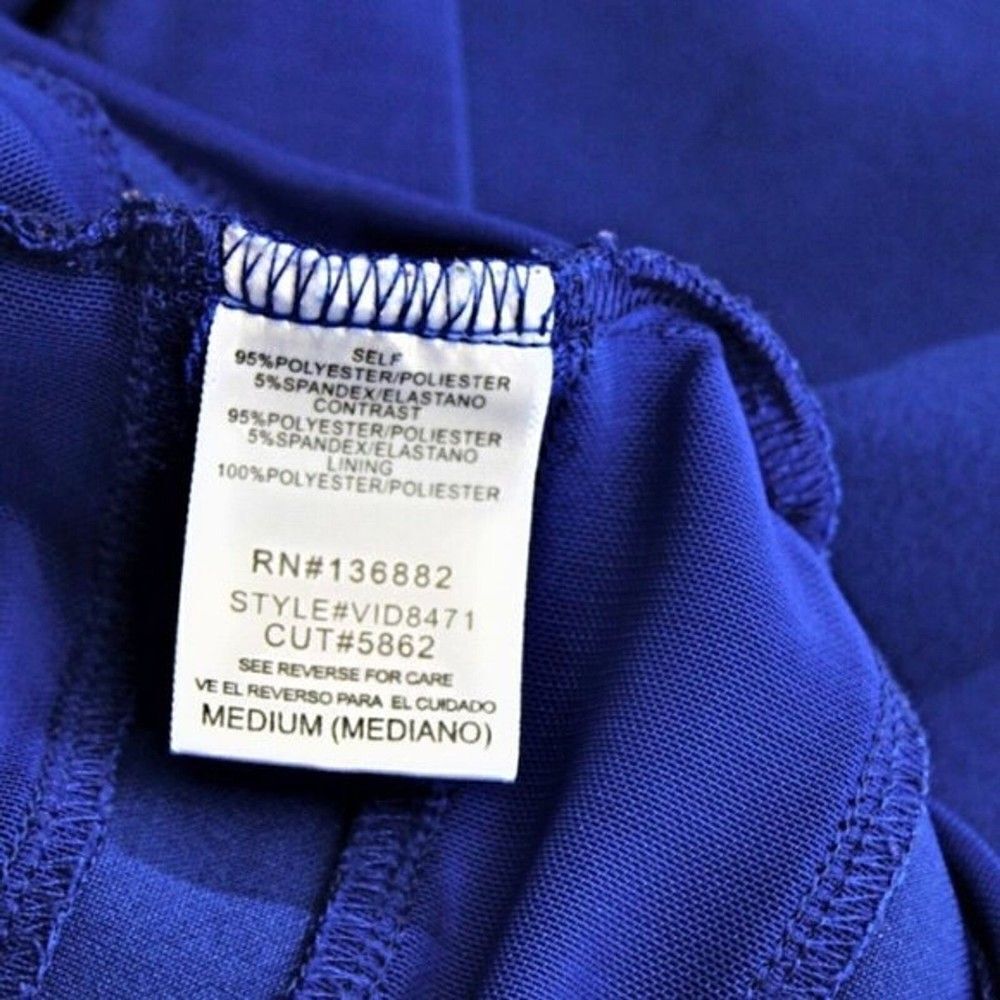 Sleek Bodycon Cocktail Dress Mesh Illusion Waist & Hem Strapless Royal Blue Med - Picture 6 of 7